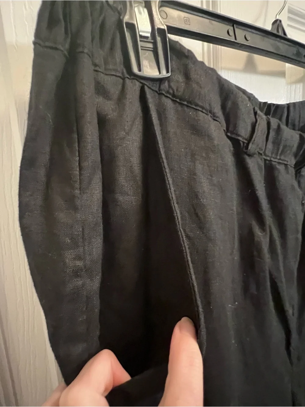 Quince 100% European Linen Pants Womens XL Black Pull On Beach Coastal Preppy